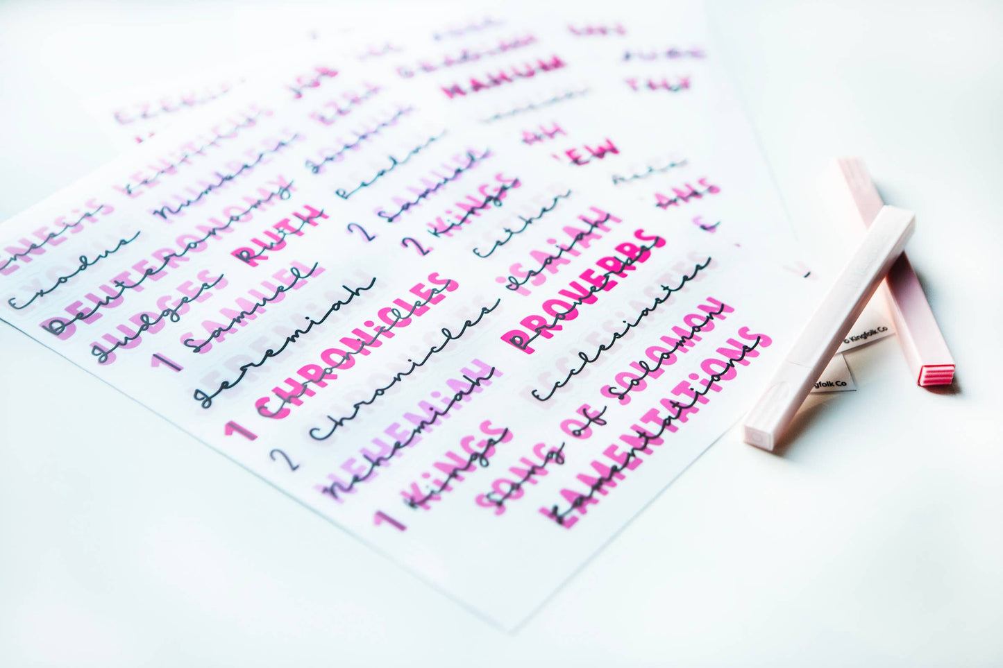 Books of the Bible Header Sticker Labels - ALL THE PINKS