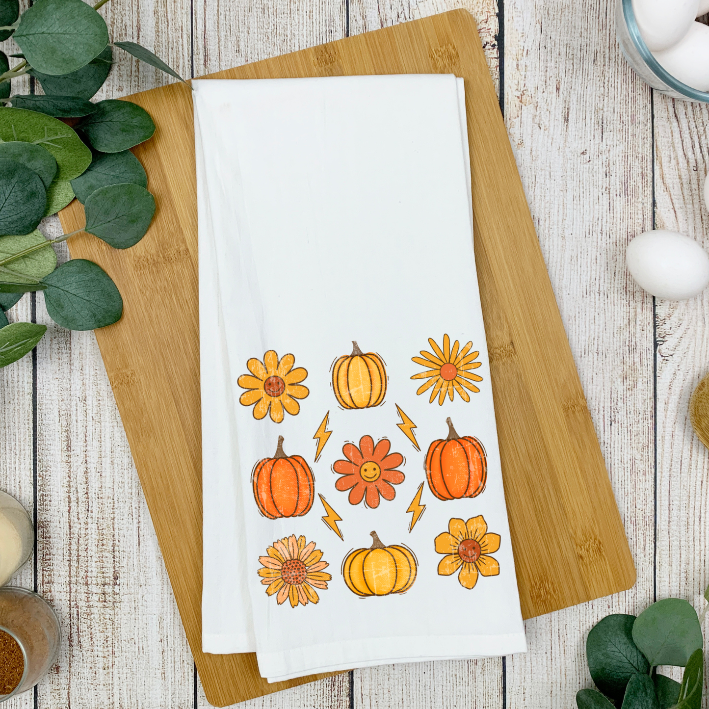 Retro Fall Kitchen Tea Towel