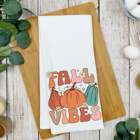 Retro Fall Vibes Kitchen Tea Towel