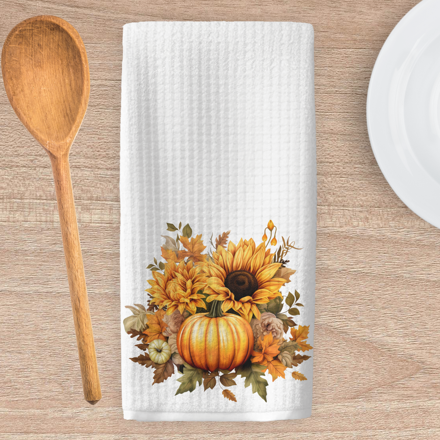 Pumpkin Sunflower Kitchen Tea Towel
