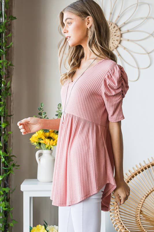 WAFFLE BABYDOLL TOP