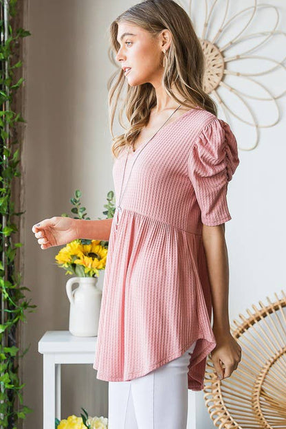 WAFFLE BABYDOLL TOP