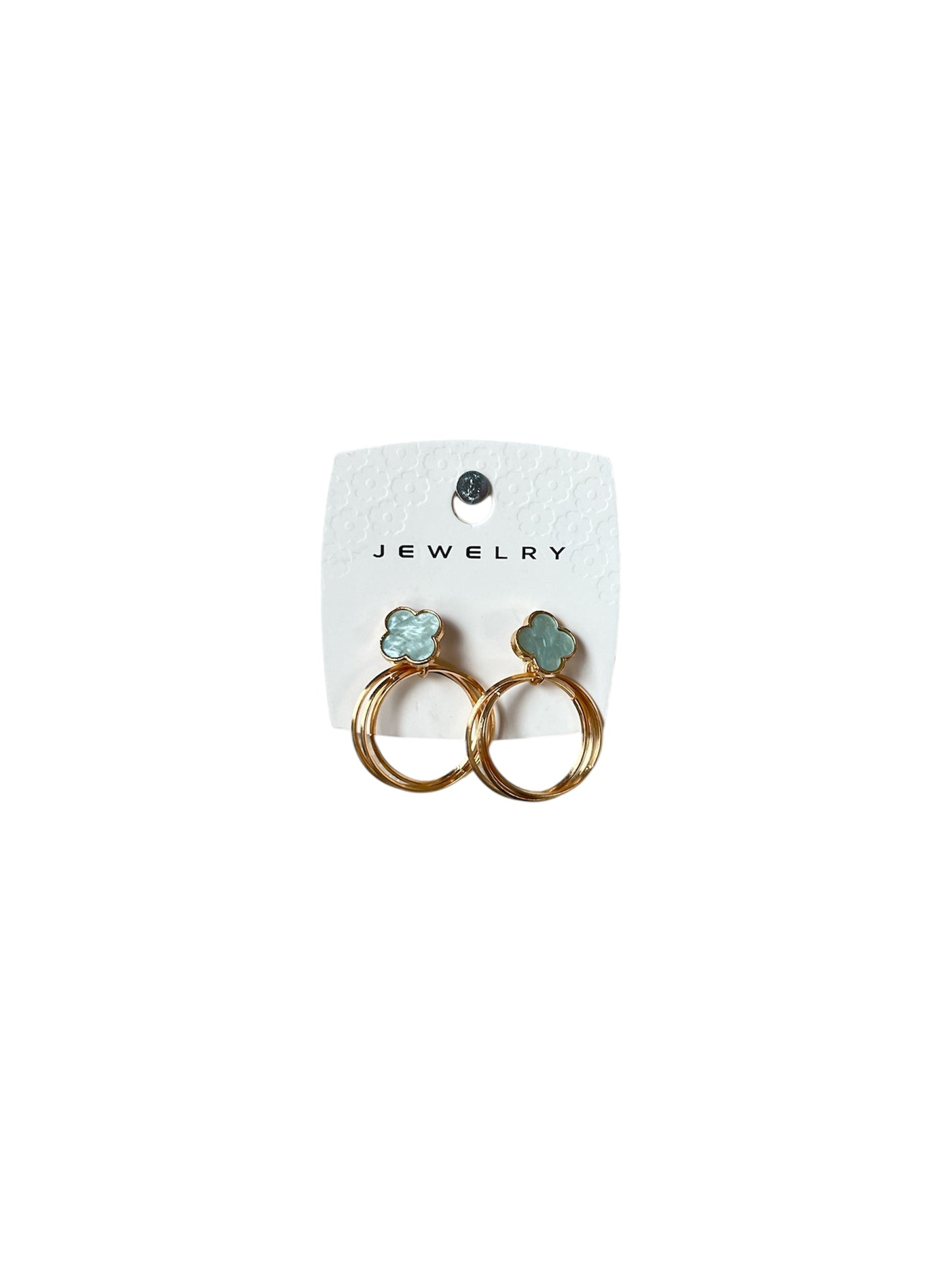 GOLD RING LIGHT PINK FLOWER EARRINGS