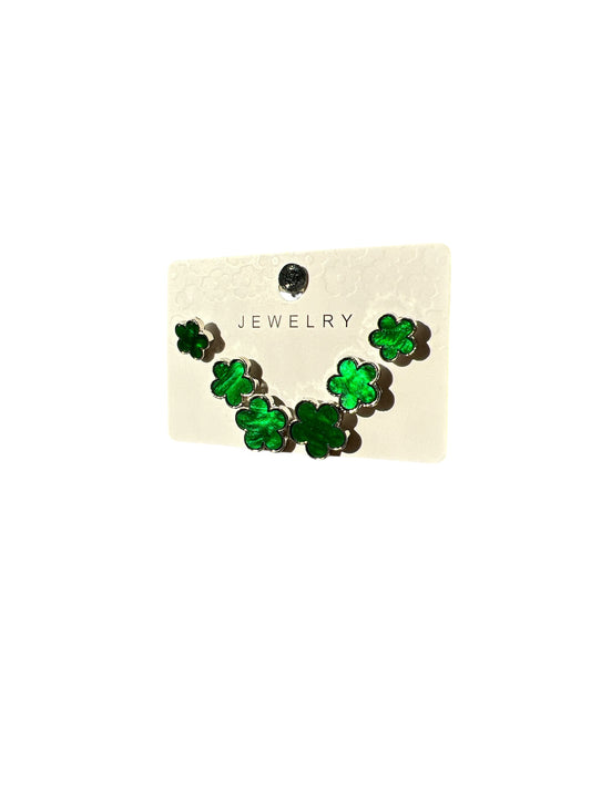 GREEN FLOWER SILVER EARRINGS