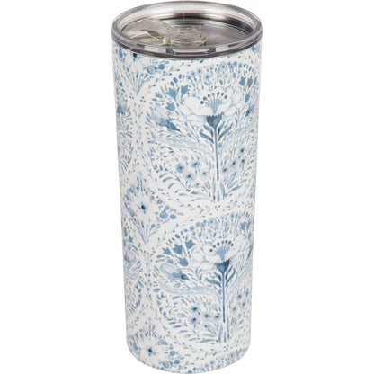 Indigo Floral Coffee Tumbler