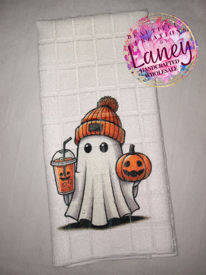Pumpkin Spice Ghost Kitchen Tea Towel