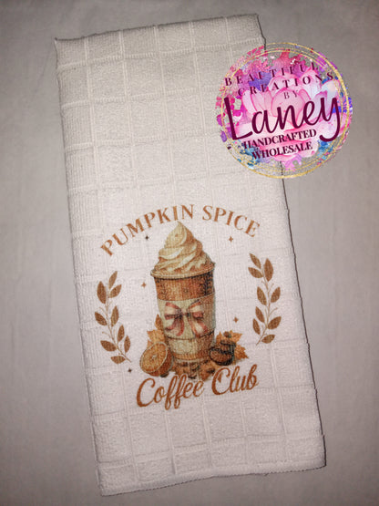 Pumpkin Spice Coffee Club Kitchen Tea Towel