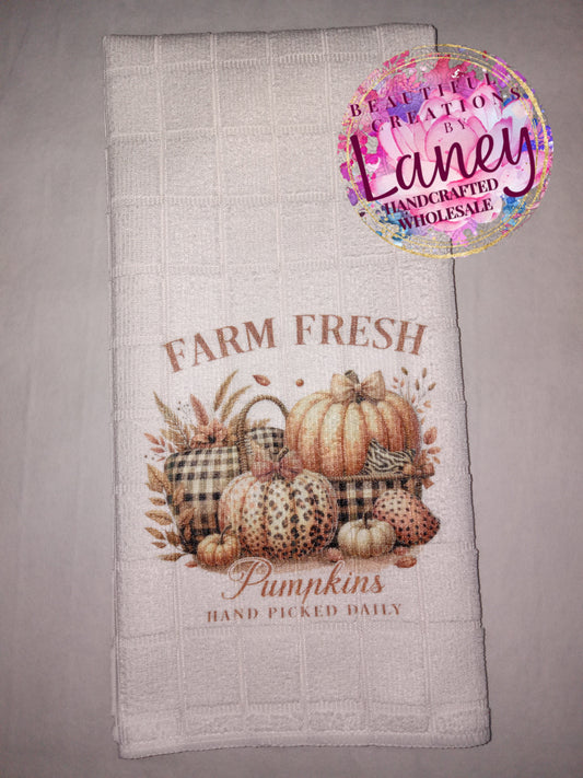 Farm Fresh Pumpkins Kitchen Tea Towel