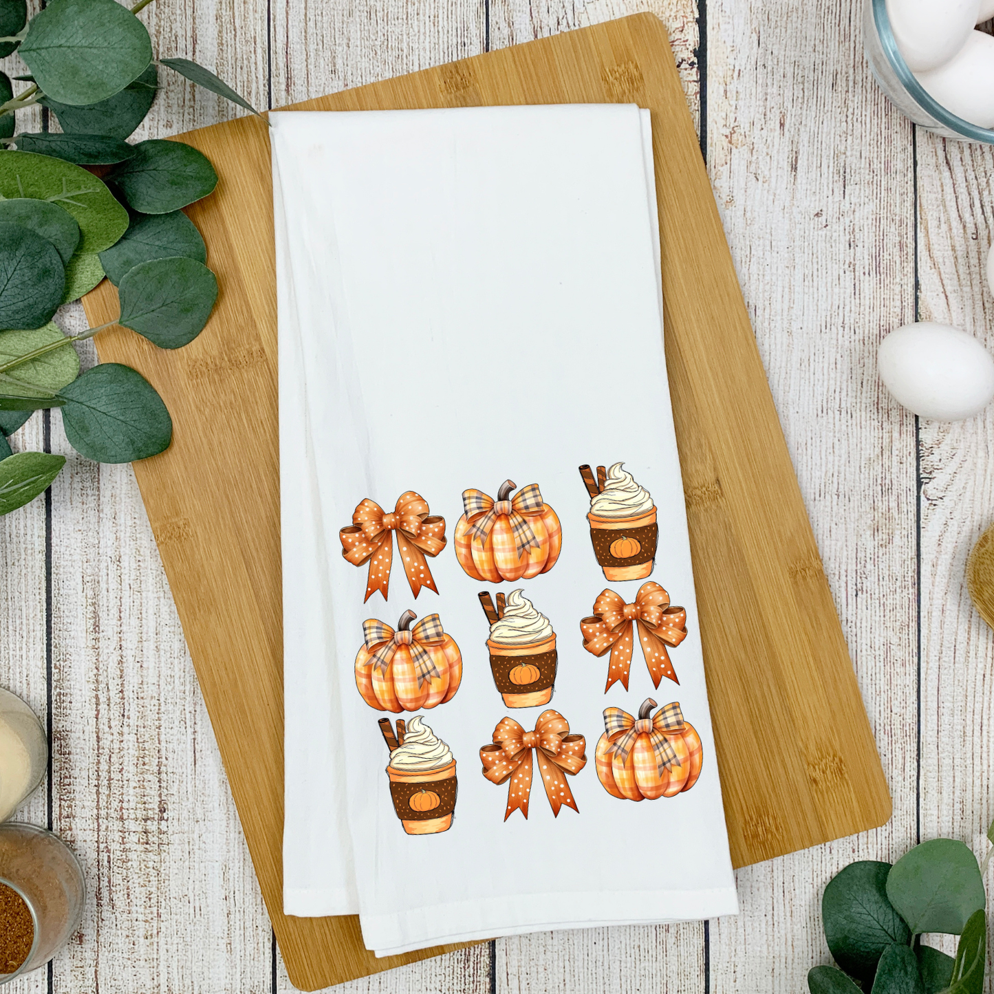 Bows, Coffee, Pumpkin Kitchen Tea Towel