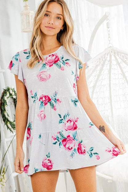 FLORAL TOP WITH RUFFLED