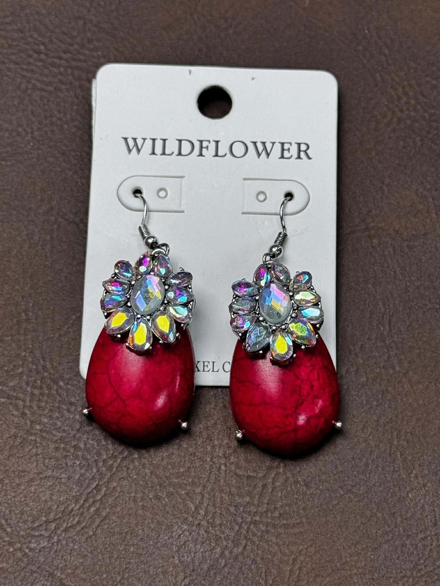 STONE AND AB DANGLE EARRINGS