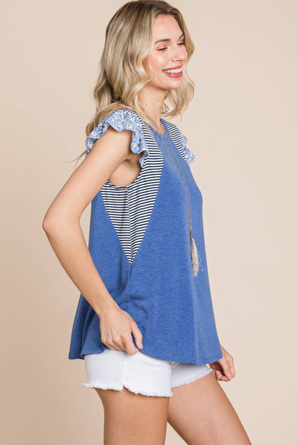 Floral Flutter Sleeves Top