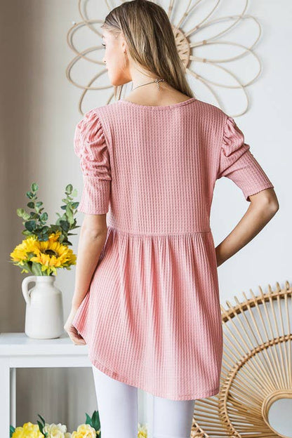 WAFFLE BABYDOLL TOP