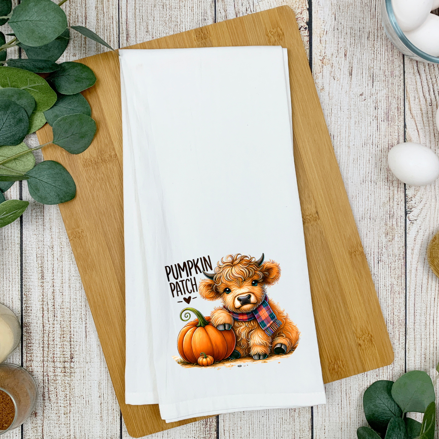 Baby Highland Pumpkin Patch Kitchen Tea Towel