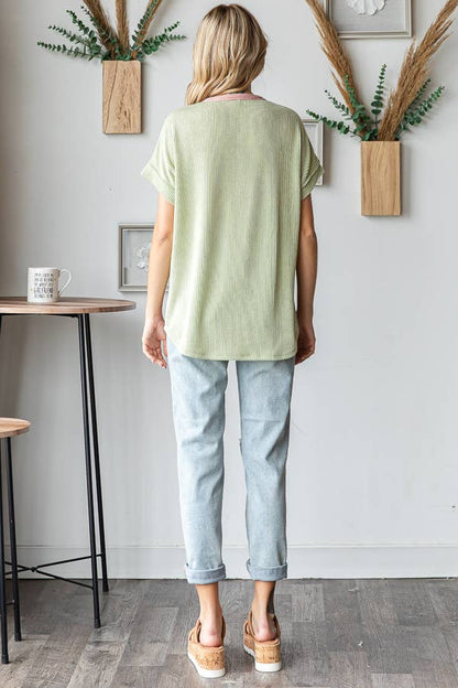 Women's Twist Rib Color Block Knit Top