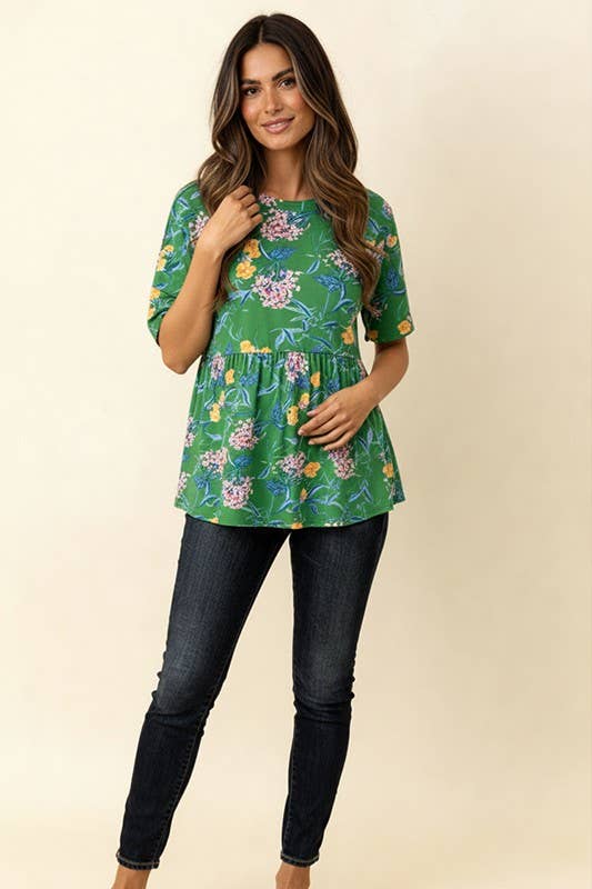 Babydoll Peplum Oversized Loose Fit Floral Top 2