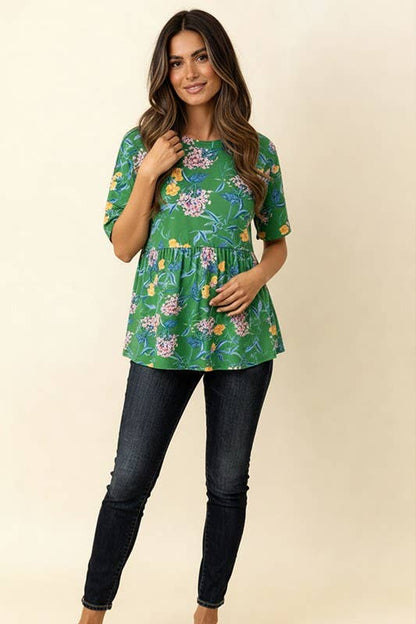 Babydoll Peplum Oversized Loose Fit Floral Top 2