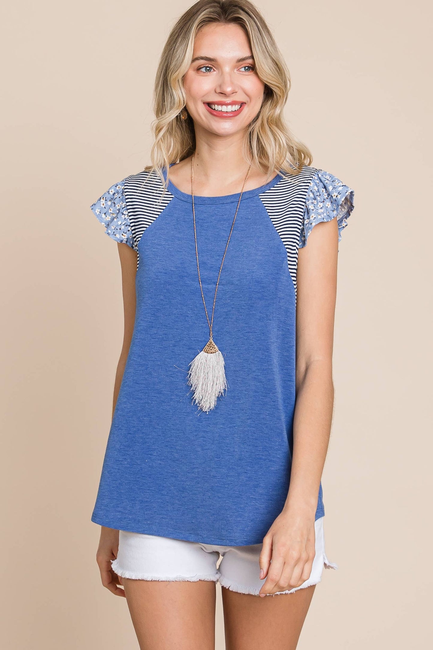 Floral Flutter Sleeves Top