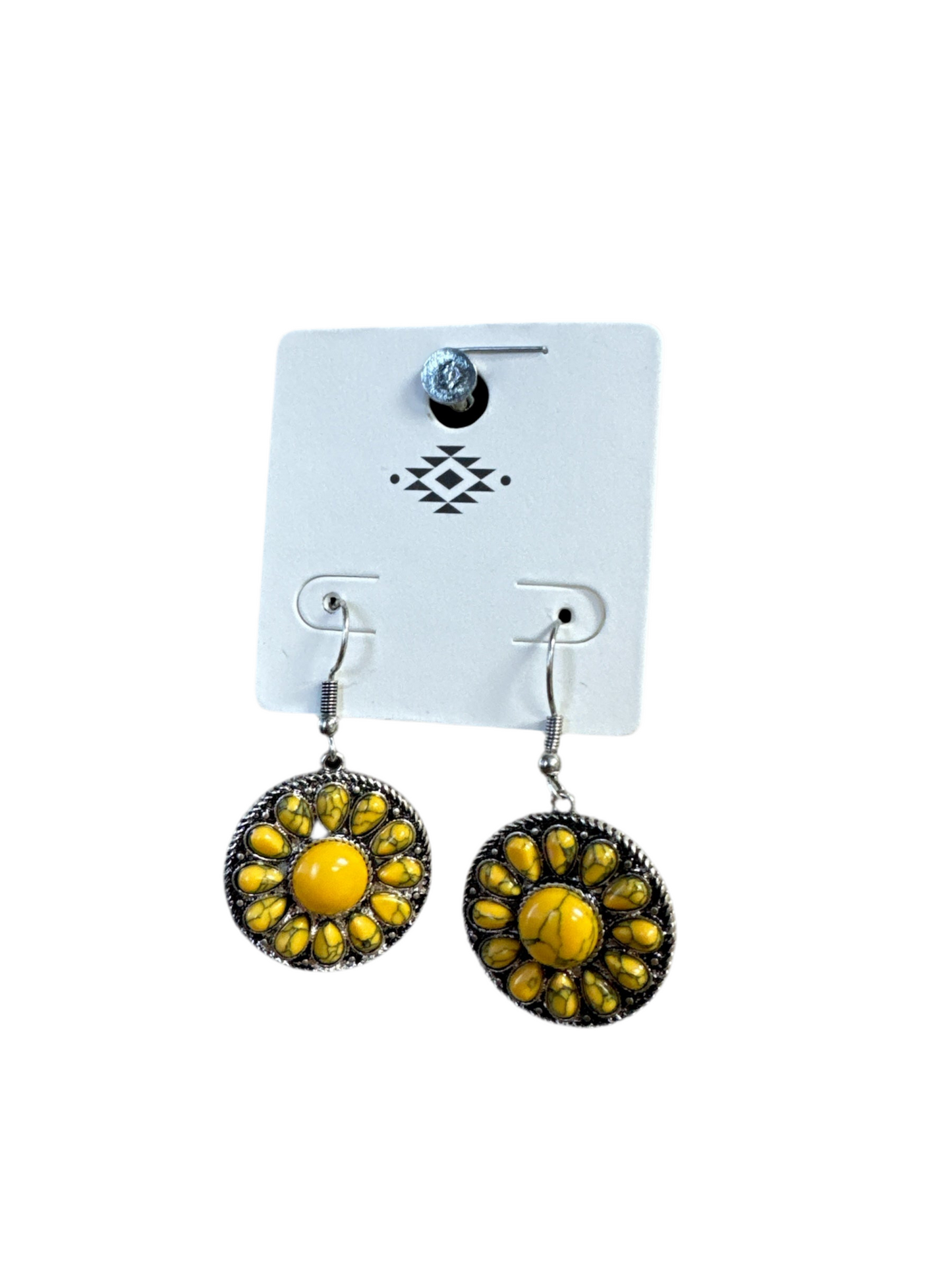 YELLOW CIRCLE BLOSSOM EARRINGS