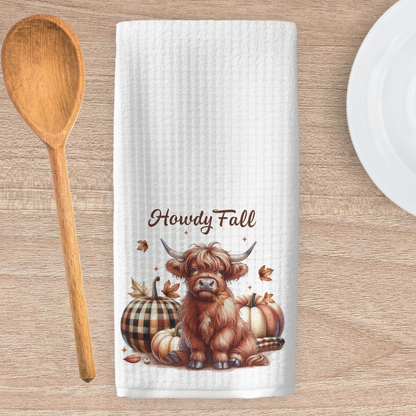 Howdy Fall Highland Kitchen Tea Towel