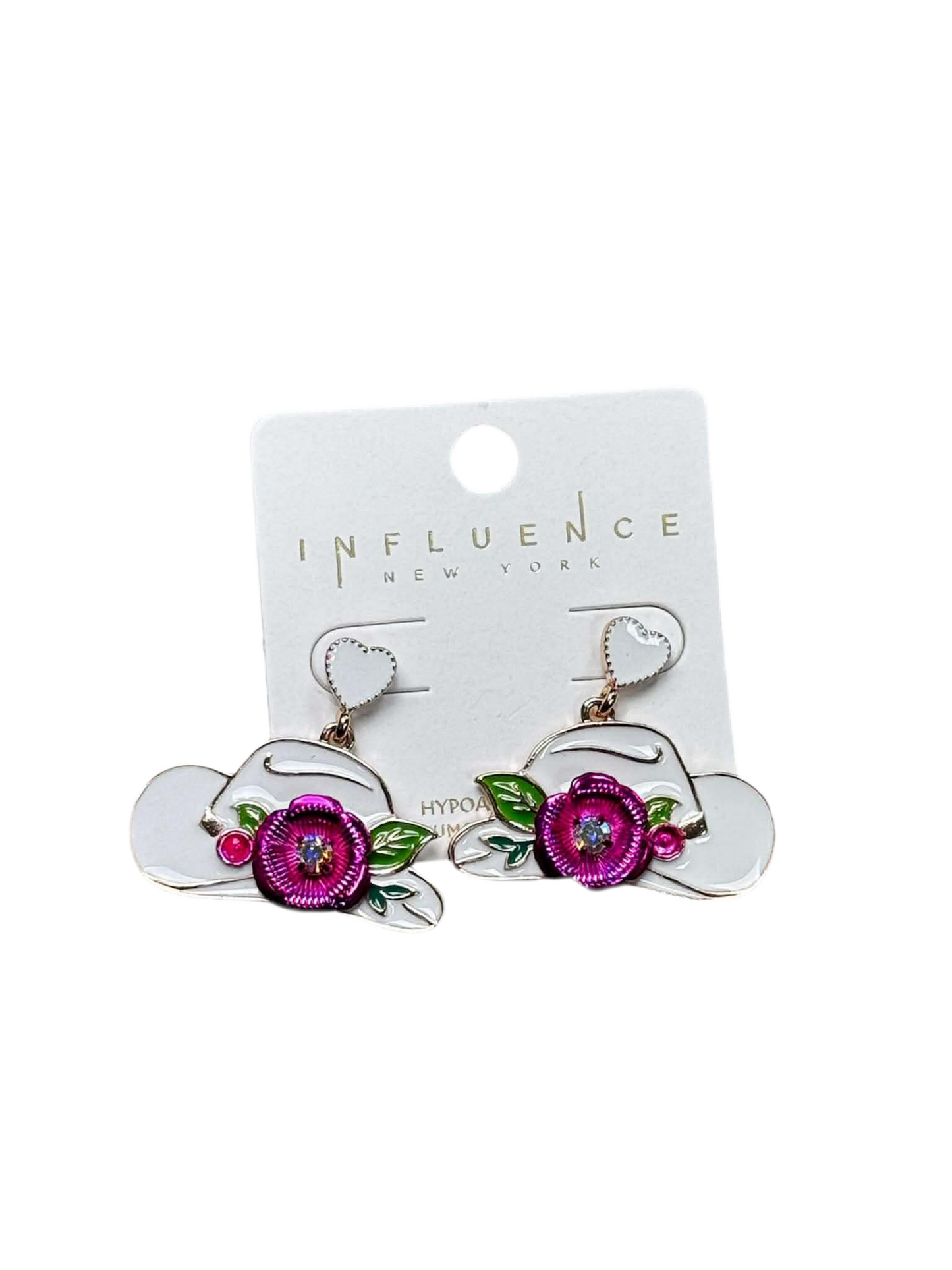 COWGIRL HAT EARRINGS WITH ROSES AND HEARTS