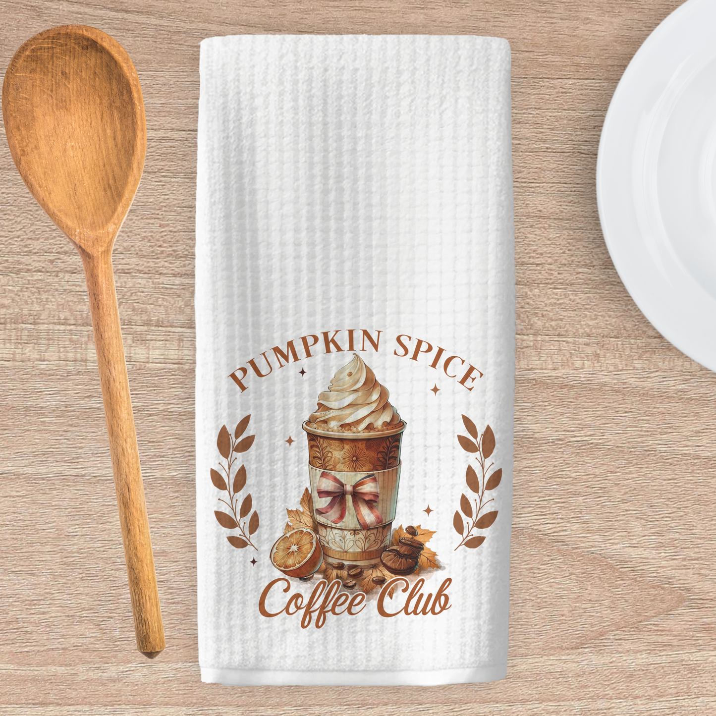 Pumpkin Spice Coffee Club Kitchen Tea Towel