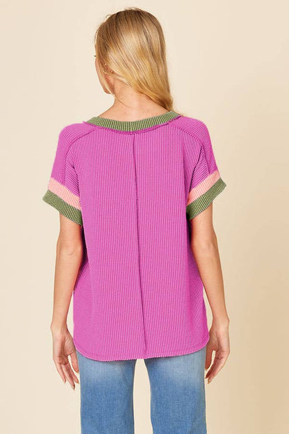 Ribbed Color Block Top