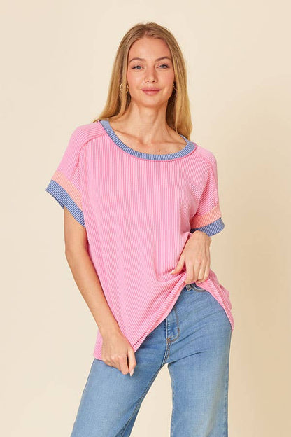 Ribbed Color Block Top