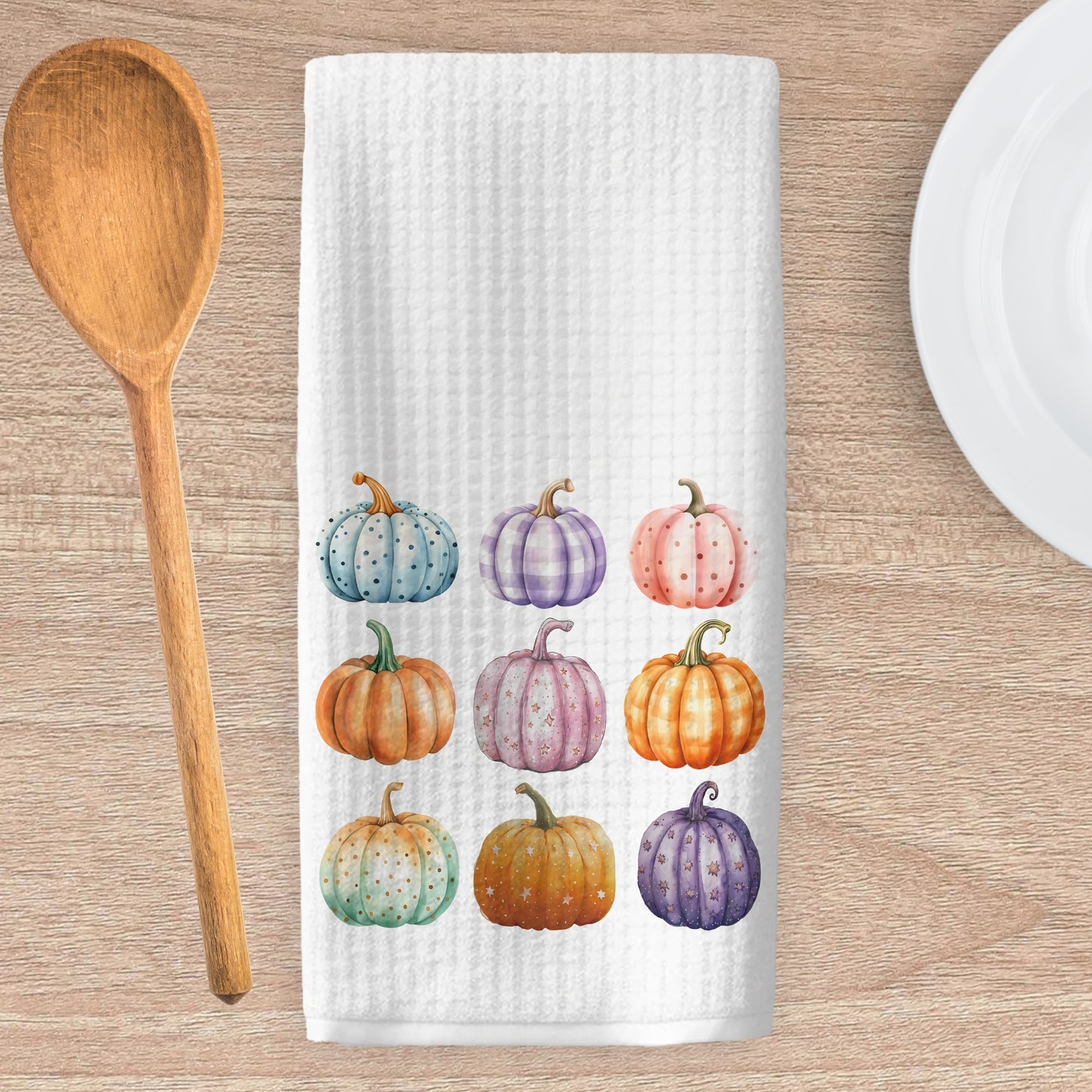 Pastel Pumpkins Kitchen Tea Towel