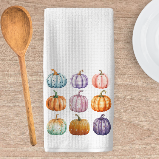 Pastel Pumpkins Kitchen Tea Towel