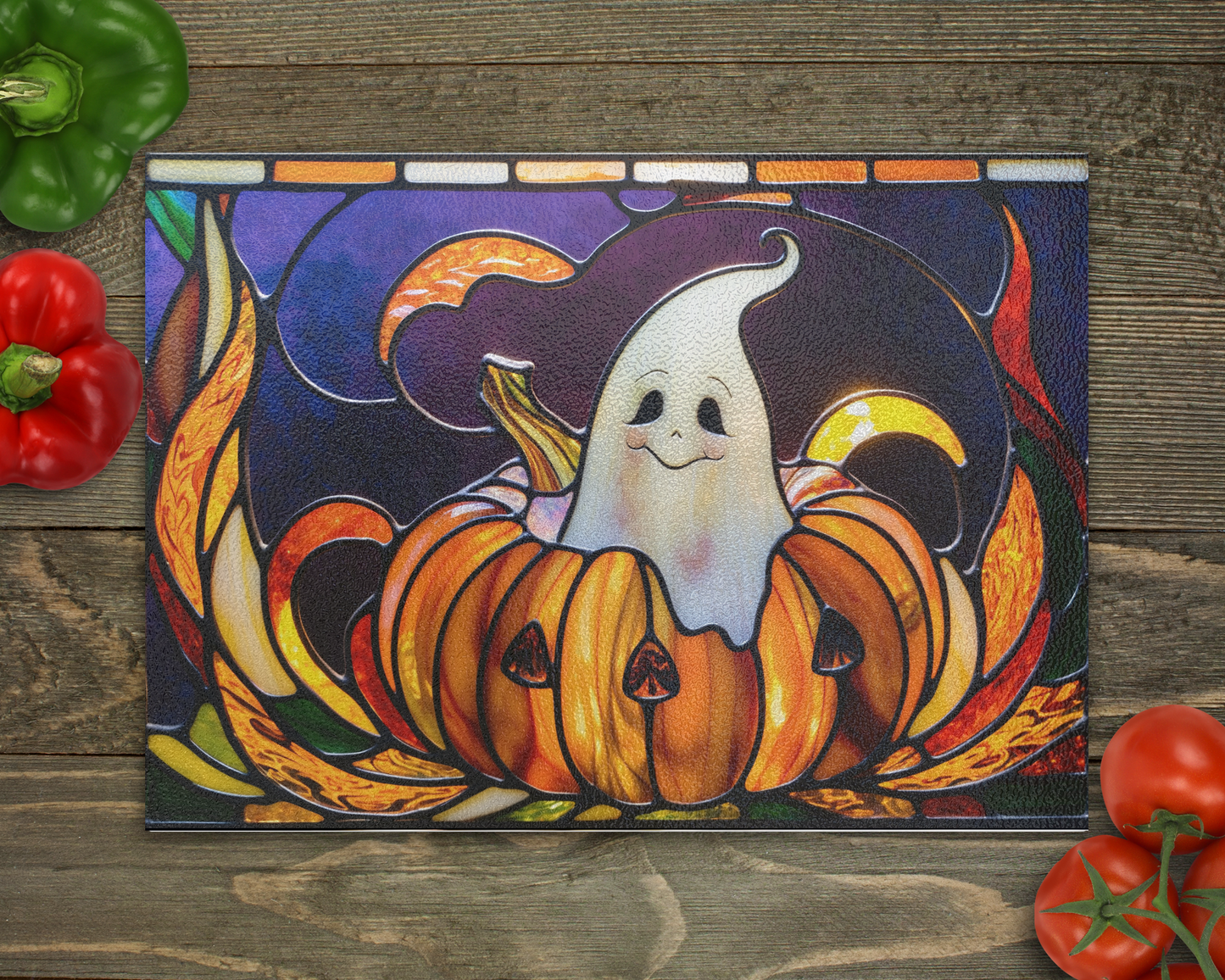 Ghost Pumpkin Glass Cutting Board