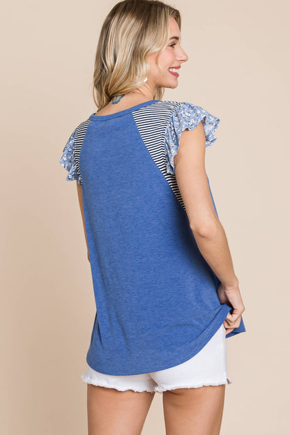 Floral Flutter Sleeves Top