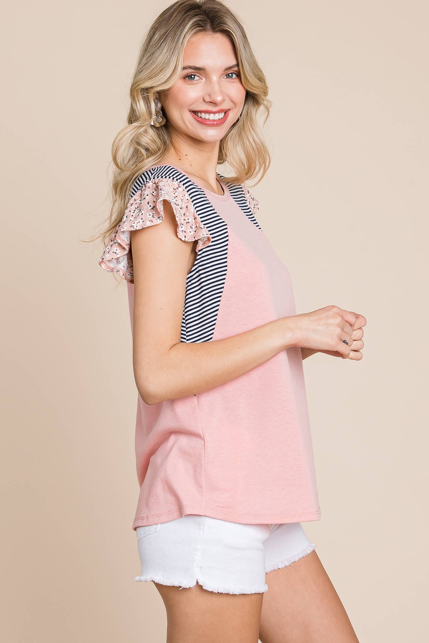 Floral Flutter Sleeves Top