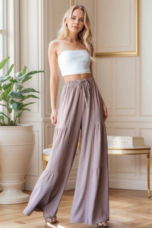 OVER WIDE LEG SOLID PANTS