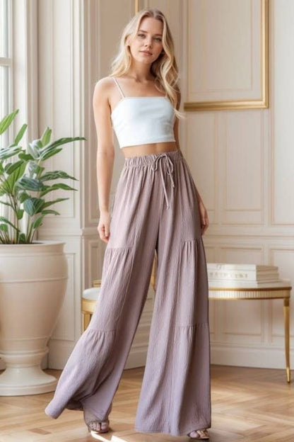 OVER WIDE LEG SOLID PANTS