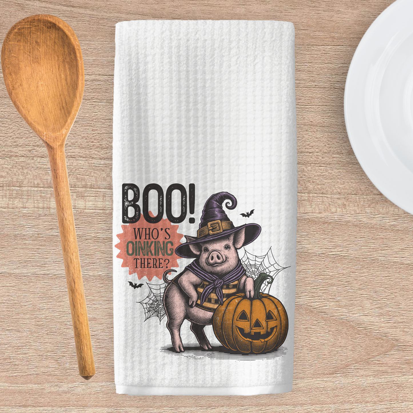 Who's Oinking there?  Kitchen Tea Towel