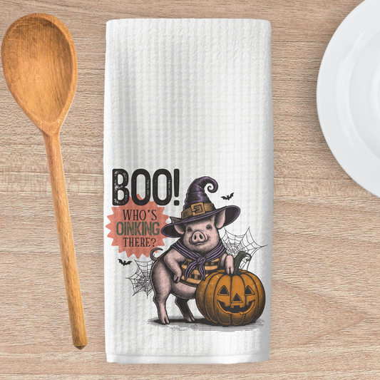 Who's Oinking there?  Kitchen Tea Towel