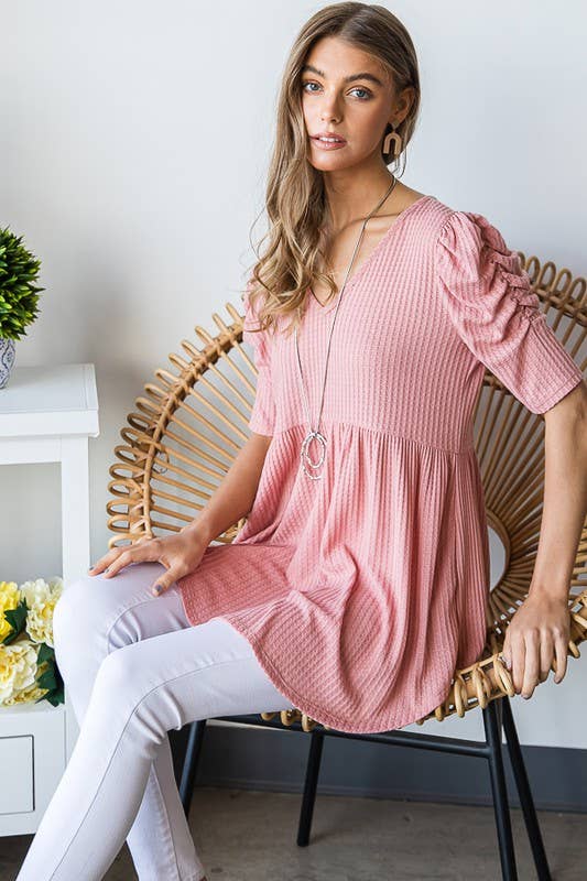 WAFFLE BABYDOLL TOP