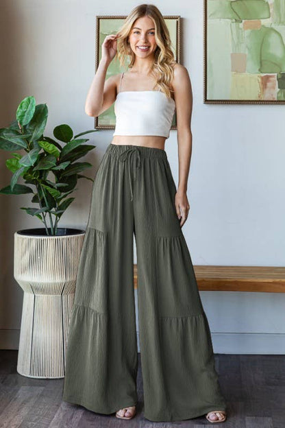 OVER WIDE LEG SOLID PANTS