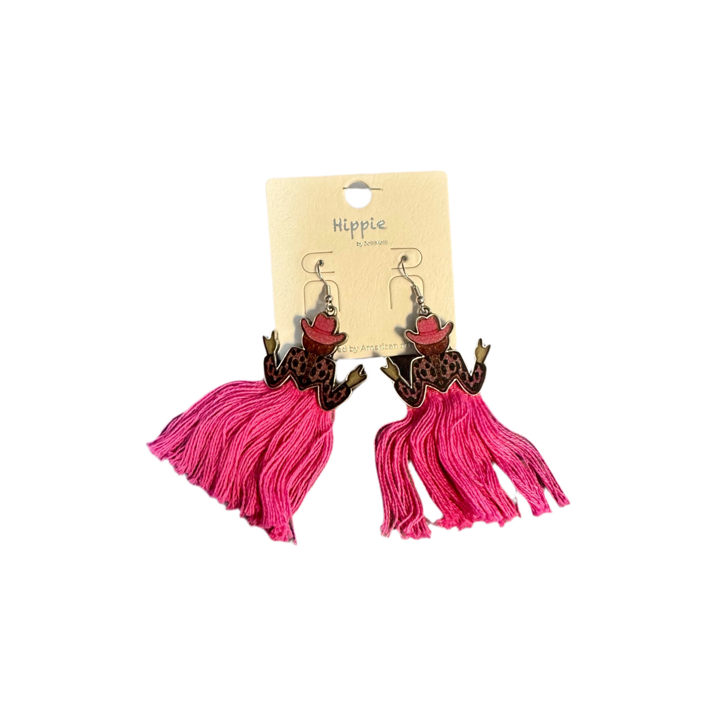 COWGIRL EARRINGS WITH FRINGE SKIRTS
