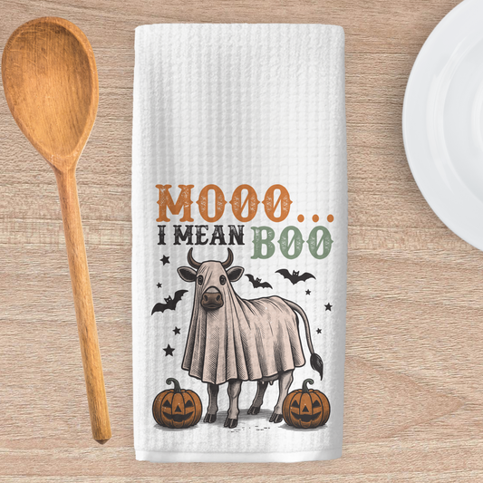 Mooo I mean Boo Kitchen Tea Towel