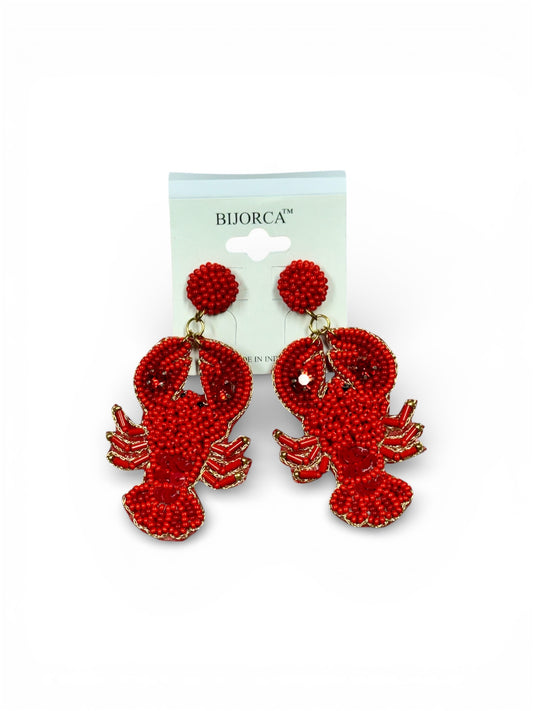 LOBSTER SEED BEAD EARRINGS