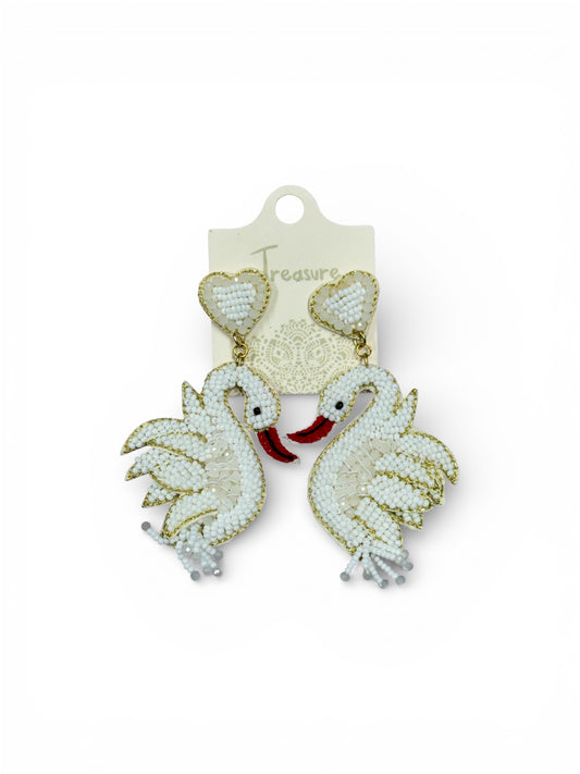 SWAN SEED BEAD EARRINGS