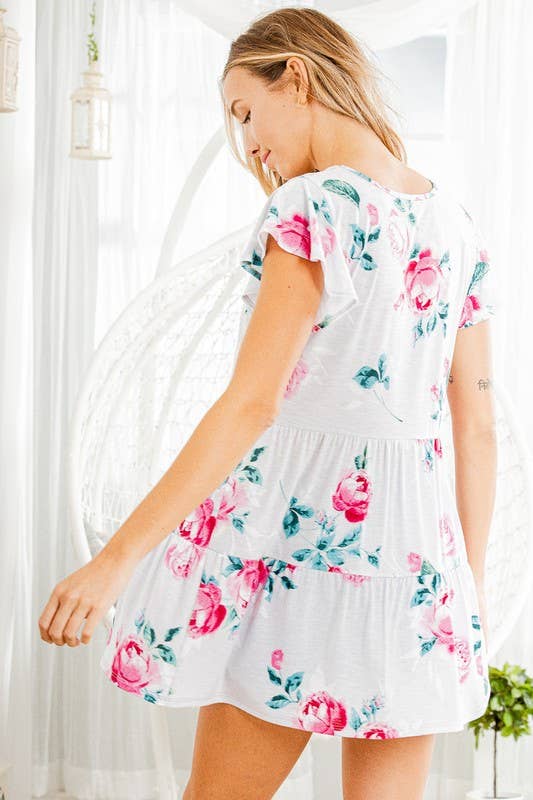 FLORAL TOP WITH RUFFLED