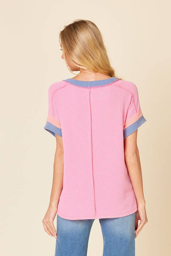 Ribbed Color Block Top