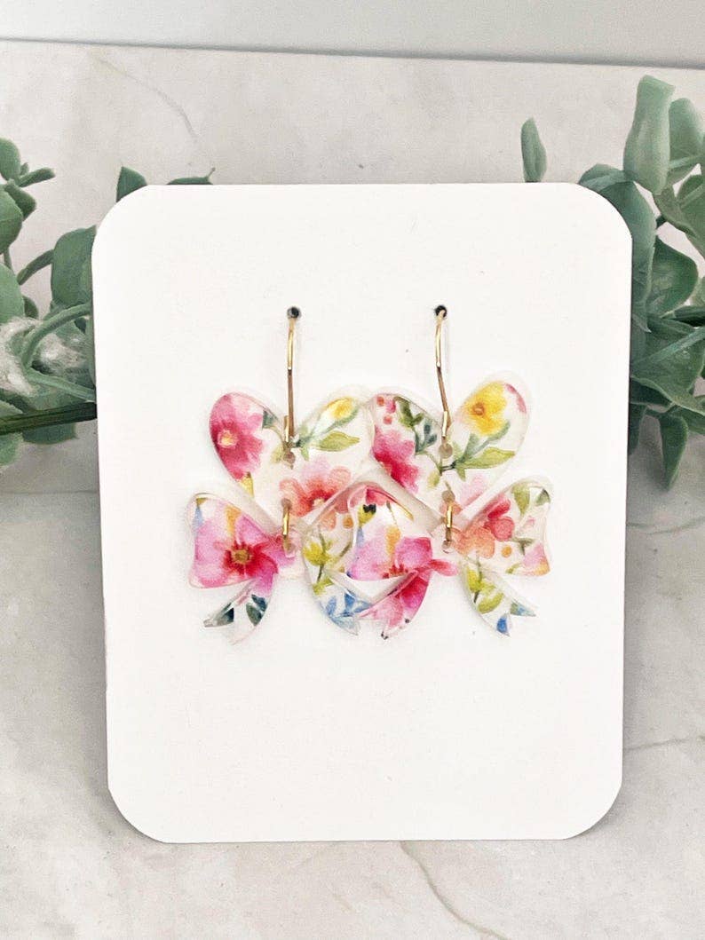 Floral Heart Dangle Earrings: Lightweight Acrylic Flower Earrings