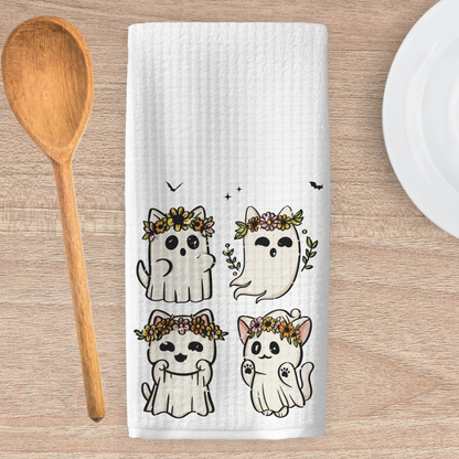 Ghost Cats Kitchen Tea Towel