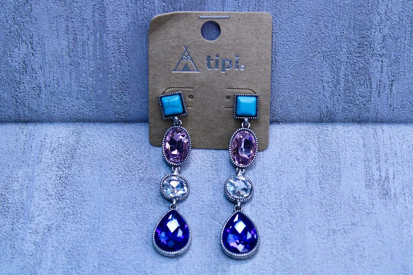 MULTI TIER STONE EARRINGS