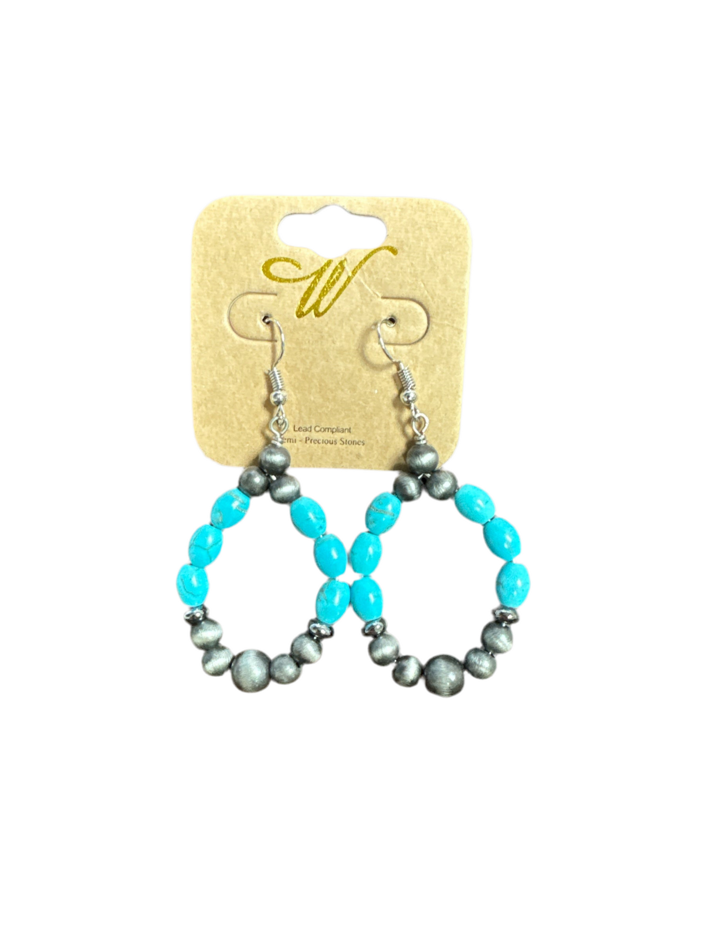TURQUOISE BEADED WIRED EARRINGS