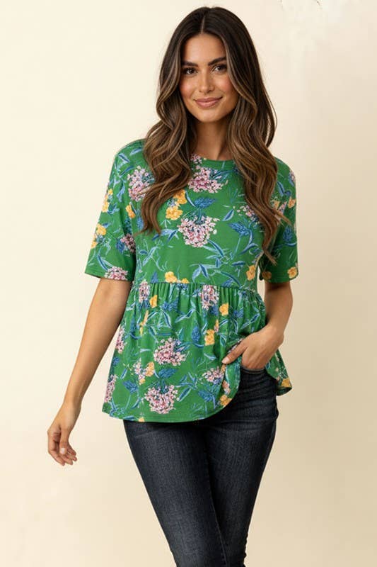 Babydoll Peplum Oversized Loose Fit Floral Top 2